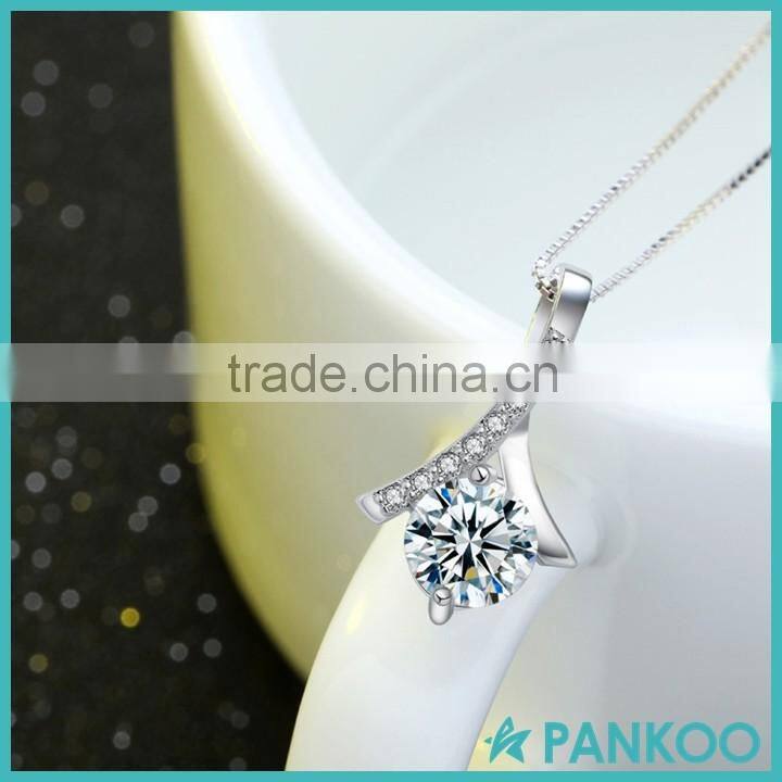 Stock European 925 sterling silver micro pave cubic zirconia shiny pendant