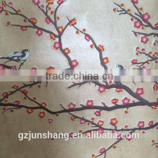 Metallic semi PU leather for beautiful wallpapers usage with embroider