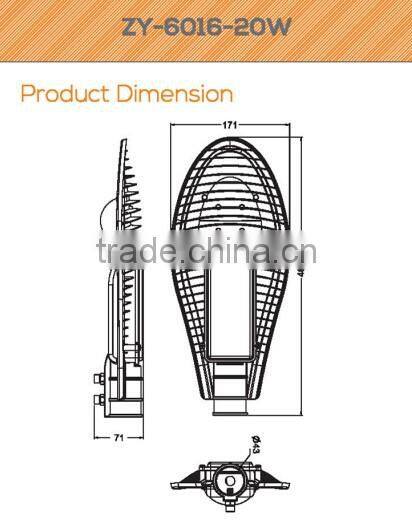 ZY-6016-20W LED outdoor aluminum street light 5year warranty