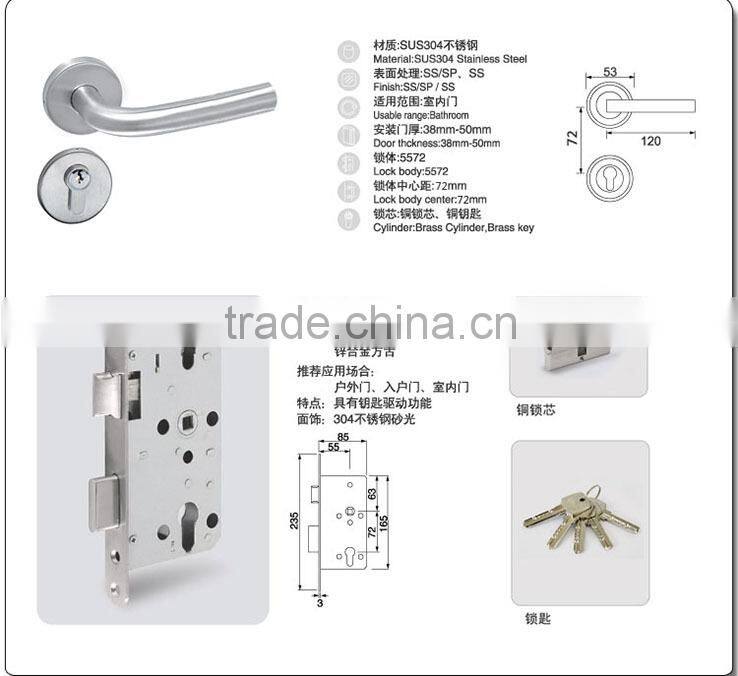 High-quality TRI-CIRCLE Stainless steel wholesale household anti-theft double sided door handle locks, stainless steel handles