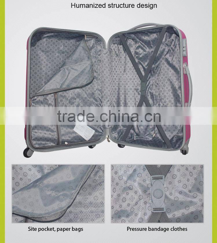 2016 Newest Bright color hard shell spinner abs travel Luggage factory