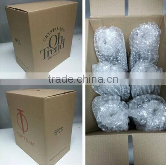 2015 new design lead free clear crystal 200ml crystal glass set with rose gold plating stand