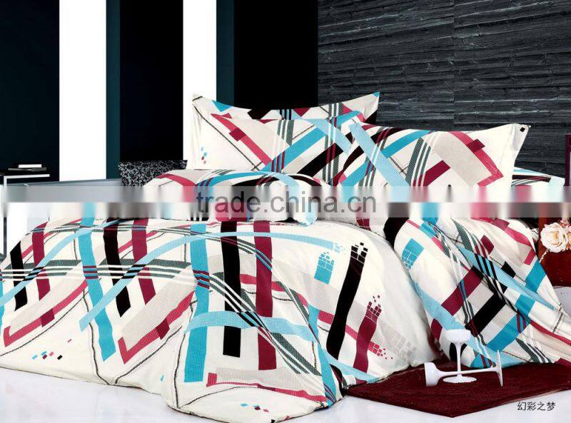 2014 new design beautiful bed sheet 100% polyester rainbow bedding set