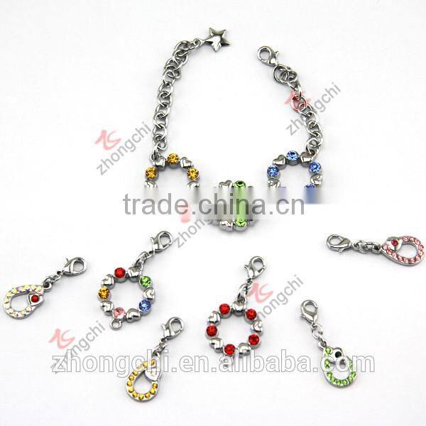 Lovely charms bracelet, colorful stone bracelet for young girl jewelry