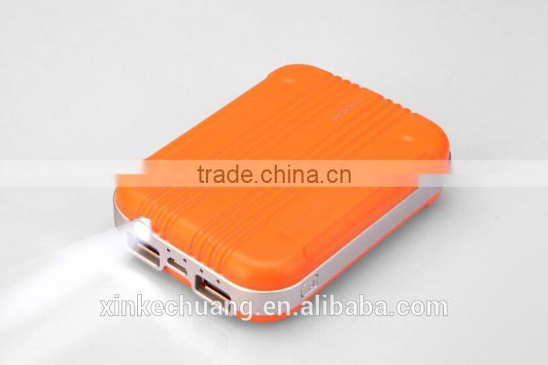 Guoguo colorful dual usb traveler Suitcase size Portable 10400mah rohs Power Bank with toch led light
