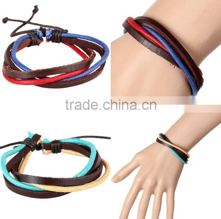 Fashion Cool Rock Wide Genuine Leather Wrap Skull Bracelet