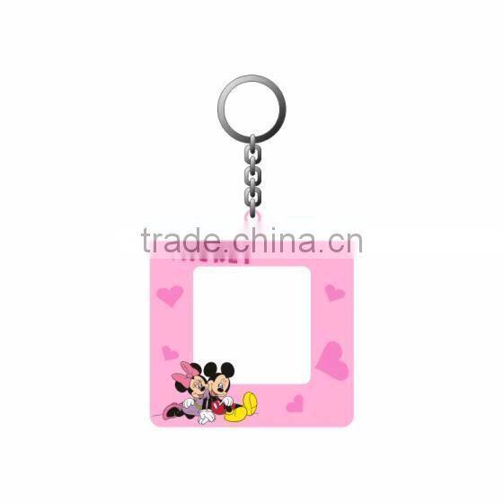 make cute Mickey Mouse shape rubber photo keychain