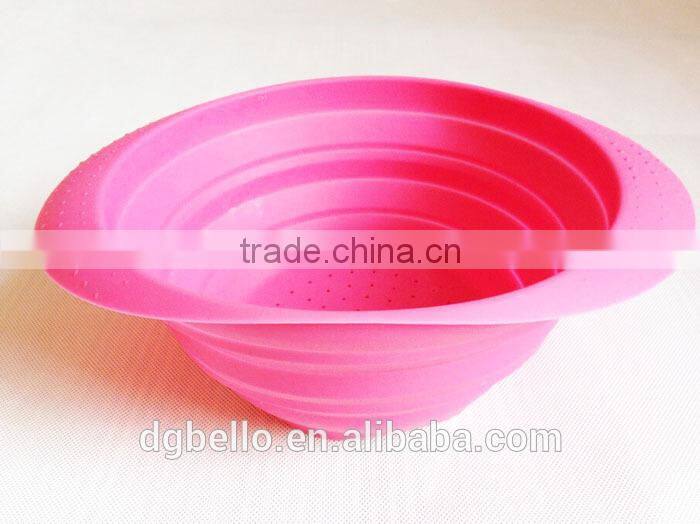 Collapsible Silicone Colander Green Kitchen Foldable Strainer