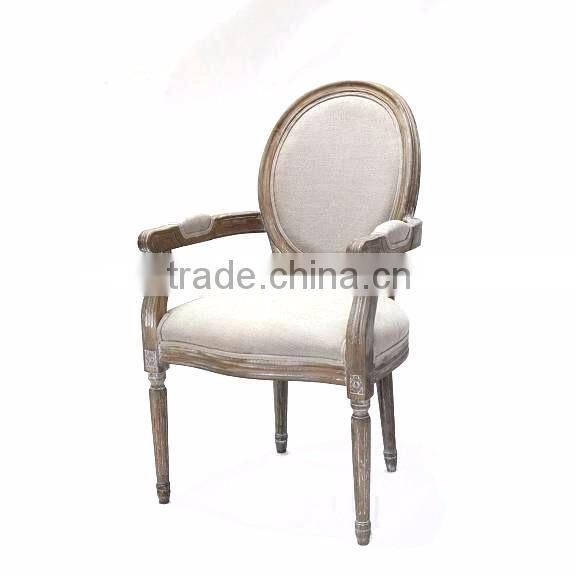 Country garden classic carved fabric oak wooden chair