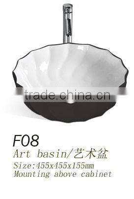 F06 Popular two color basin, oval basin, white inside and green outside wash basin