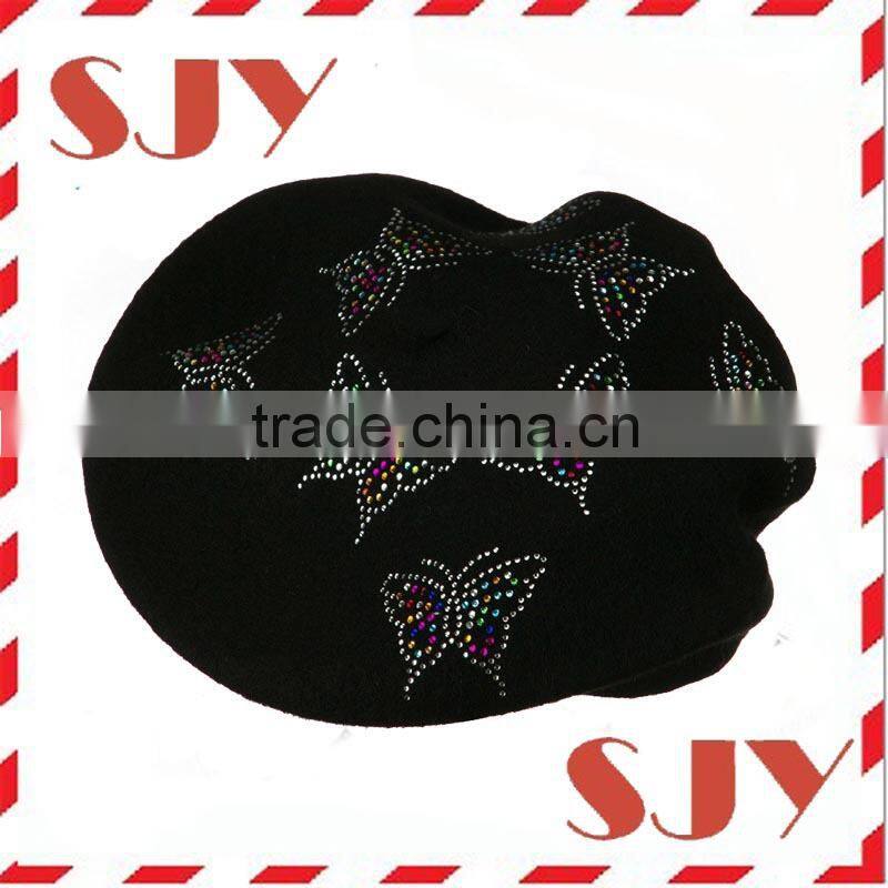 knitted female caps to the spring beret rhinestone cap hat