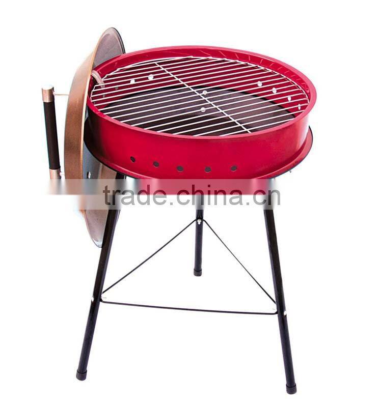 Kettle ceramic charcoal bbq grill with cover and 2 wheel for easy moving
