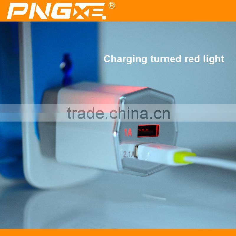 Wholesale 5V 2.1A+1A Universal Portable Dual USB Travel Charger Adapter For All Mobile Device