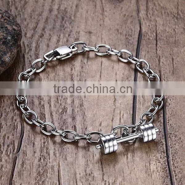 Fashion Dumbbell Pendant Stainless Steel Bracelet