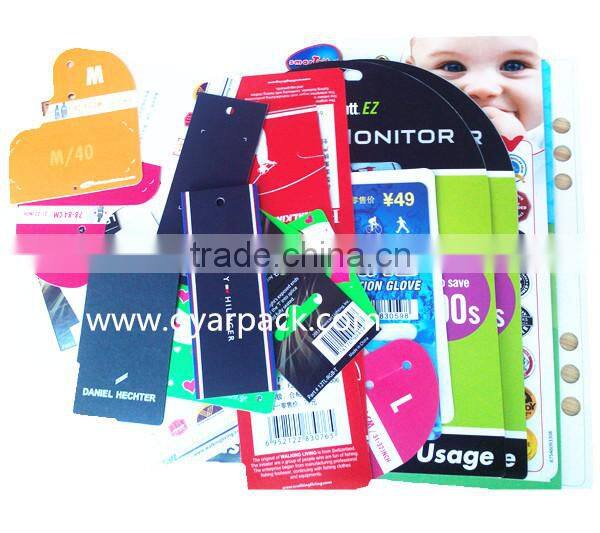 printed paper custom clothing hanger labels with strings