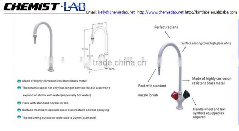 Bench Top Mounted Portable High Pressure 1-Way Lab Water Faucet in Chemical Laboratory