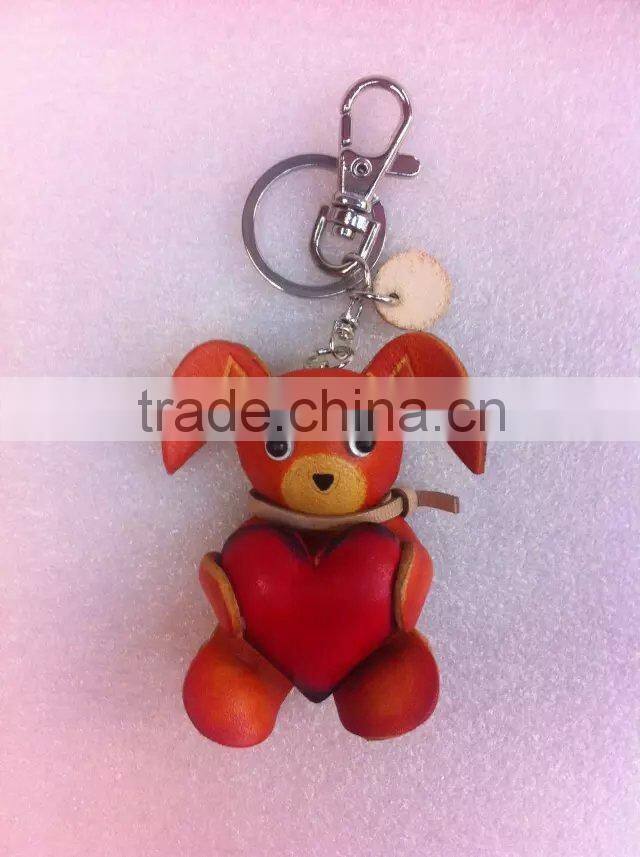 Wholesale promotion personal Handmade Soft leather animal key chain