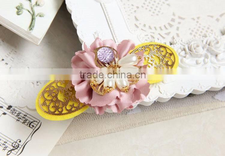 MYLOVE beautiful fabric flower pearl barrette for women wholesale