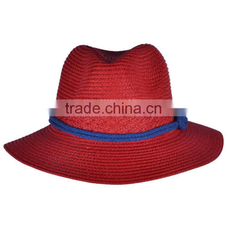men & women red fedora straw hat