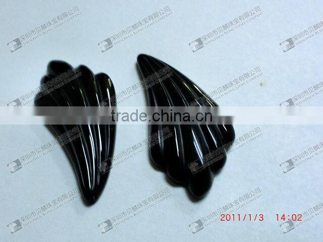 Best price gemstone black onyx carved wing shaped for earrings
