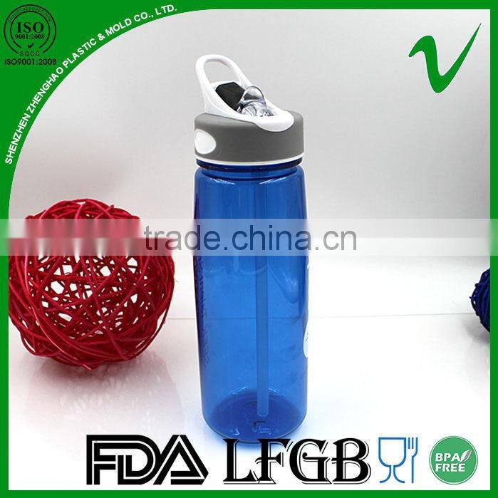 BPA free cylinder clear empty water PCTG 750ml drink bottle with straw