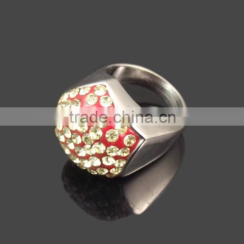 316L stainless steel crystal rings wholesale