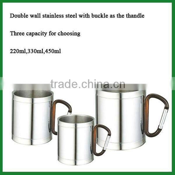 220ml Stainless steel beer mug with carabine