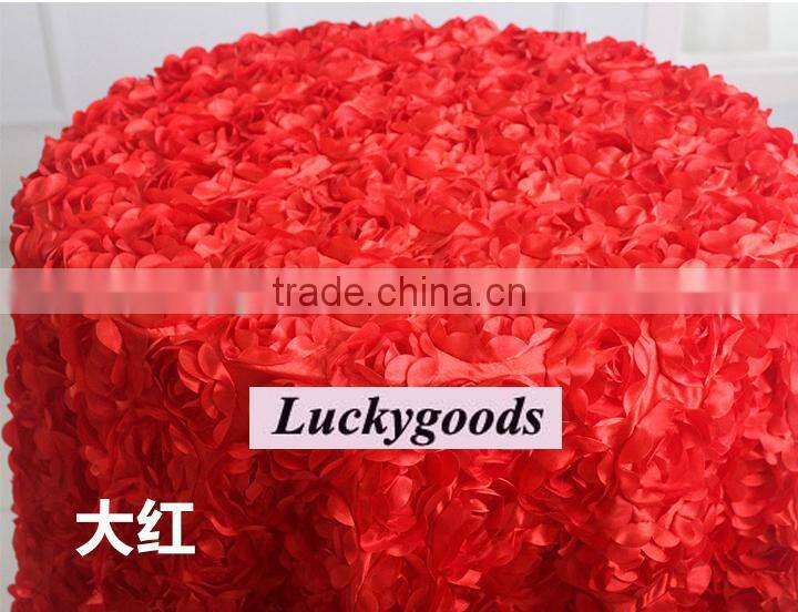 LZB015 120inch popular selling red rosette table cloth wholesale