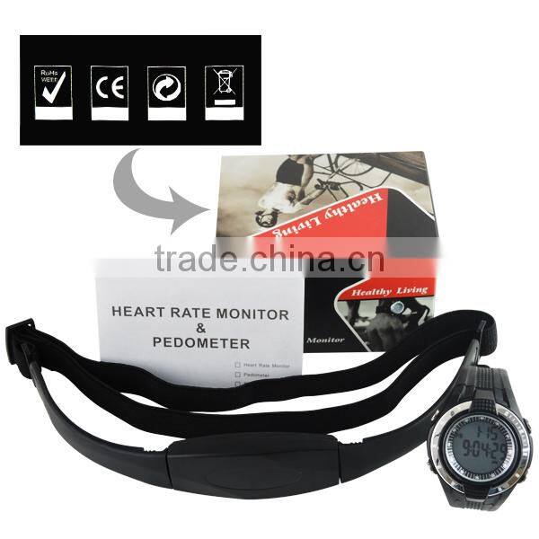 Heart Rate Monitor Pedometer step counter Fat Calories Count Exercises Belt Sports Watch Sleep Mode Indicator 40~240bpm HRM