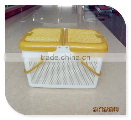 Plastic Storage Hamper Square Laundry Basket with Lid and handle