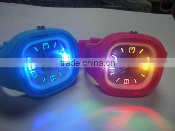 Top quality silicone jelly watch with led blinking light