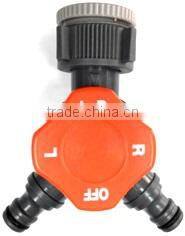 2-Way Garden Hose Connectors Snap With Dial Switch