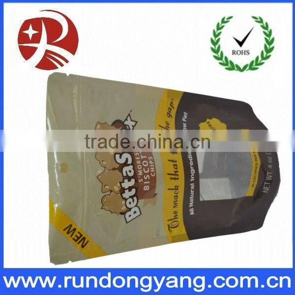 Yellow Plastic Custom Printed Stand Up Zip Pouches For Cookies