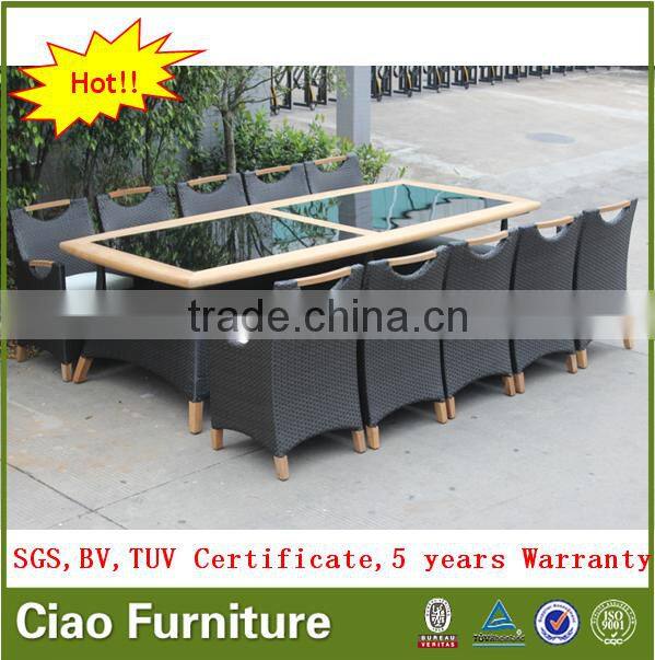 Rattan and teakwood furniture outdoor 10 seater dining table