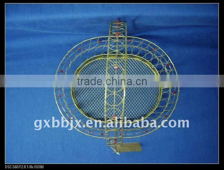 Rust egg shaped wire decorative with red pearl storage in hanging baskets with handle