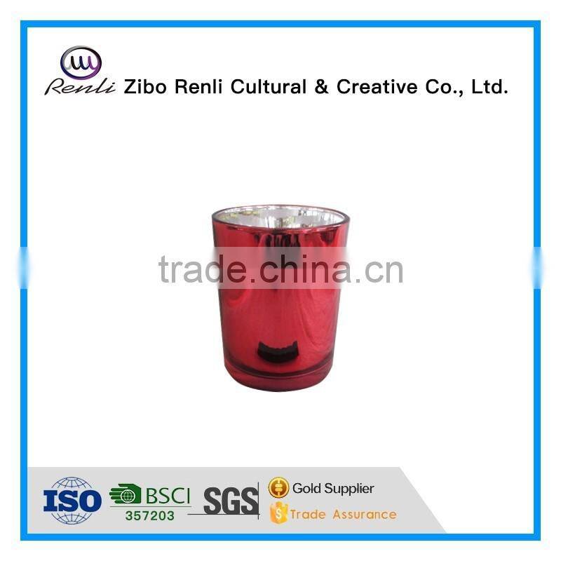 Different Size Cylinder Electroplated Red Votive Glass Candle Holder for Party