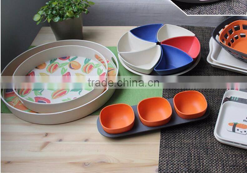 Hot-sell Eco Bamboo Fiber Serving Tray with print