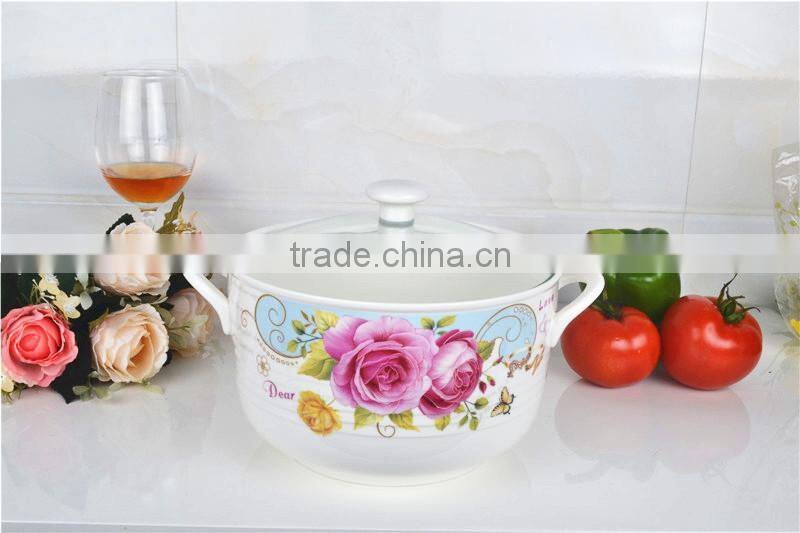 8" ceramic cookware pot safe for microwave with glass lid