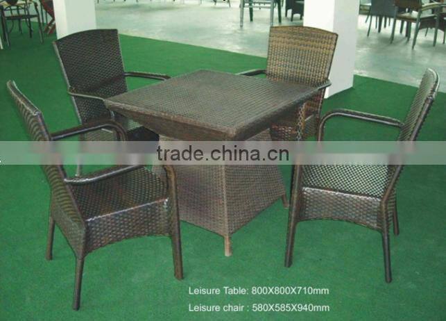 Durable Rattan Dining Set PE Garden Chairs And Table