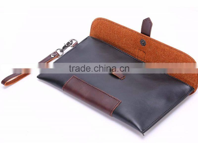 PU Leather Clutch Wallets Purse Handbag With Wristbelt