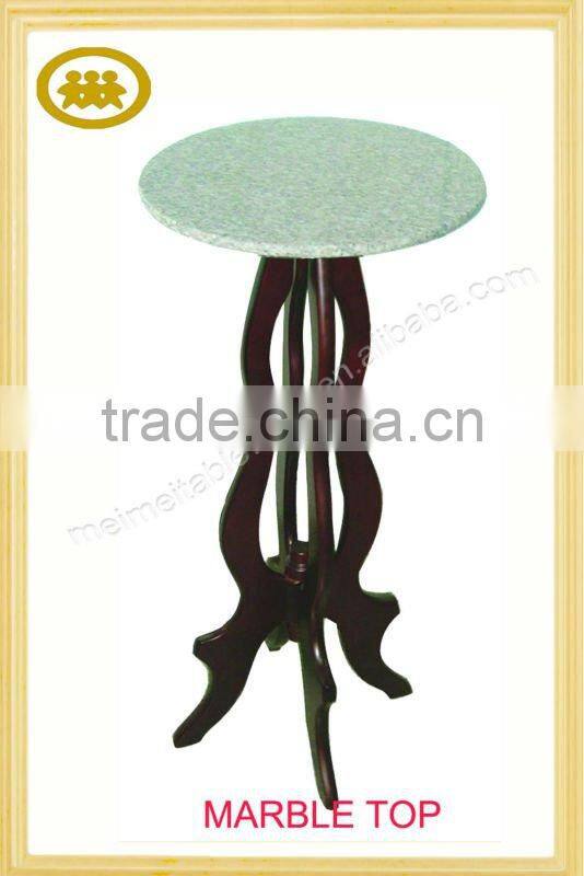 Marble top wooden flower stand