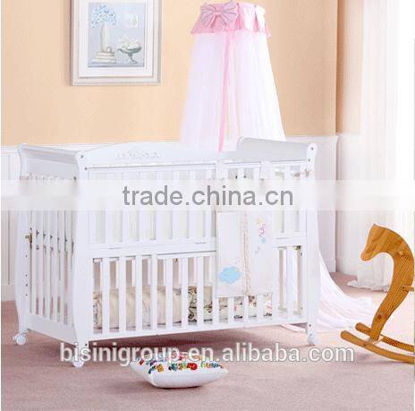 Wholesales Price Multifuntional 8 in 1New born Baby Bed, Wooden Baby Crib with wheels