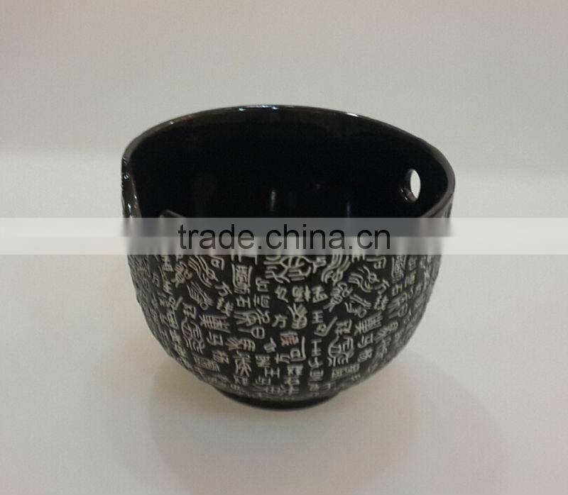 5.2inch Ceramic Japanese black your logo soup noodle bowl
