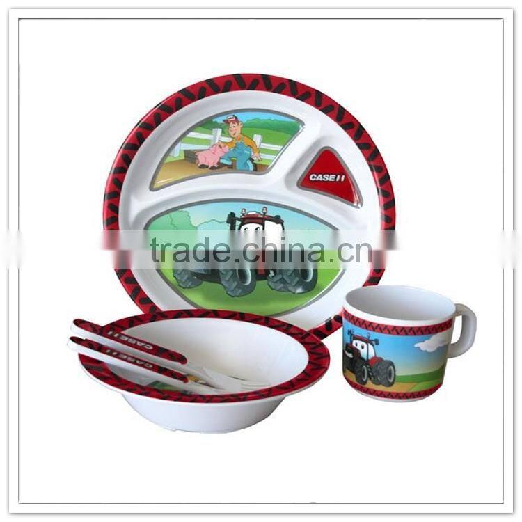 BPA free popular custom printing kids melamine dinnerware set