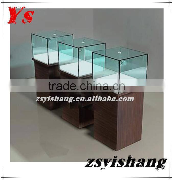 Retail store glass floor advertising jewelry display cabinet with Yishang