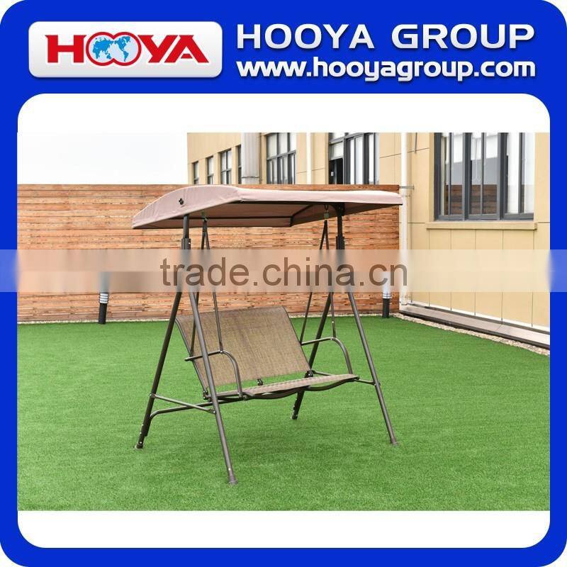 Iron outdoor double haning swing brown chair
