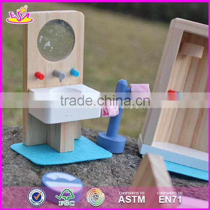 2017 New design kids pretend play toys wooden miniature dollhouse furniture W06B054