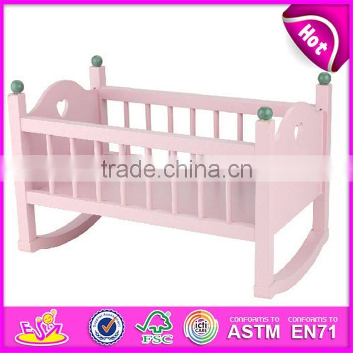 2016 New fashion baby wooden toy doll crib W06B018