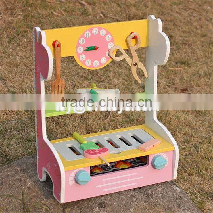 New design preschool kids play kitchen toys wooden toy bbq set W10C302