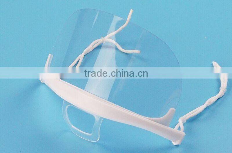 Factory good price imported material catering industrial big smile sanitary plastic transparent face mask for food service